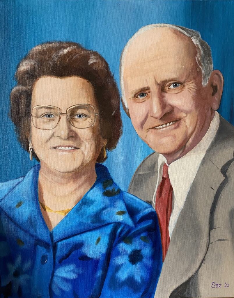 Opa en oma schilderij